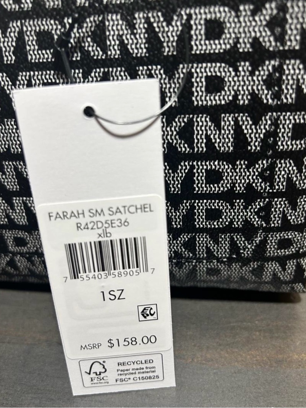 DKNYC Black & White Logo Farah Mini Satchel - Picture 2 of 7